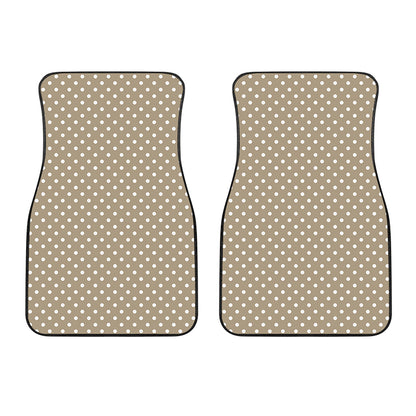 Beige And White Polka Dot Pattern Print Front Car Floor Mats