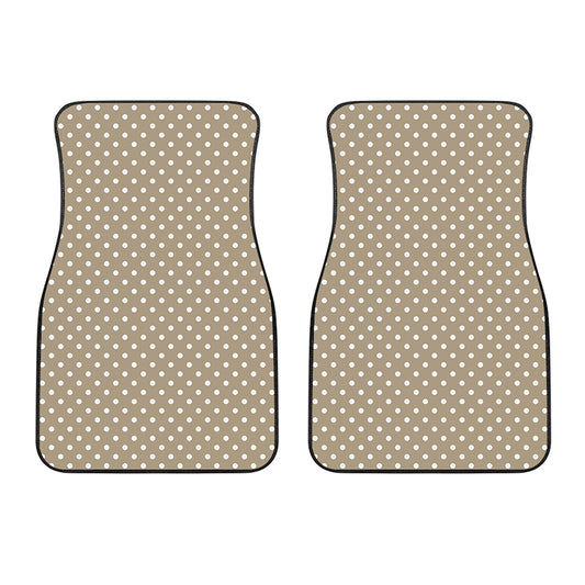 Beige And White Polka Dot Pattern Print Front Car Floor Mats