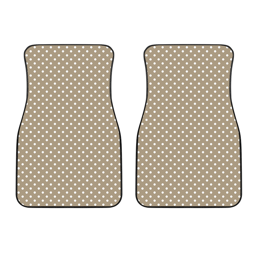 Beige And White Polka Dot Pattern Print Front Car Floor Mats