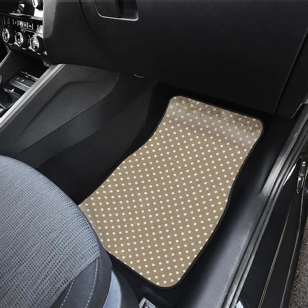 Beige And White Polka Dot Pattern Print Front Car Floor Mats