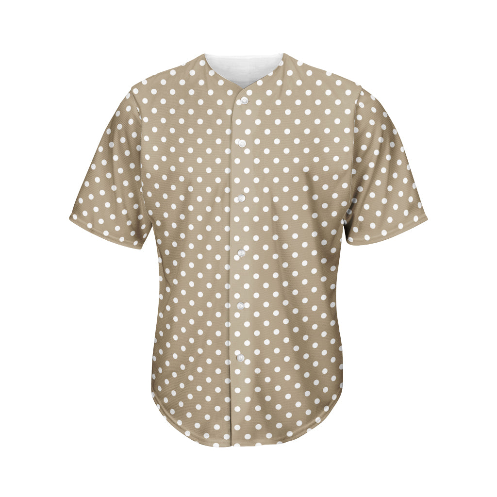 Beige And White Polka Dot Pattern Print Men's Baseball Jersey