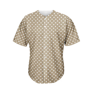 Beige And White Polka Dot Pattern Print Men's Baseball Jersey