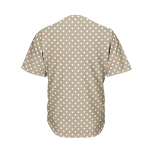 Beige And White Polka Dot Pattern Print Men's Baseball Jersey