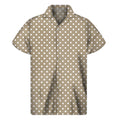 Beige And White Polka Dot Pattern Print Men's Short Sleeve Shirt