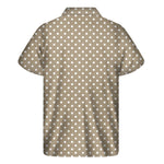 Beige And White Polka Dot Pattern Print Men's Short Sleeve Shirt