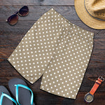 Beige And White Polka Dot Pattern Print Men's Shorts