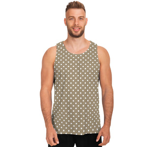 Beige And White Polka Dot Pattern Print Men's Tank Top