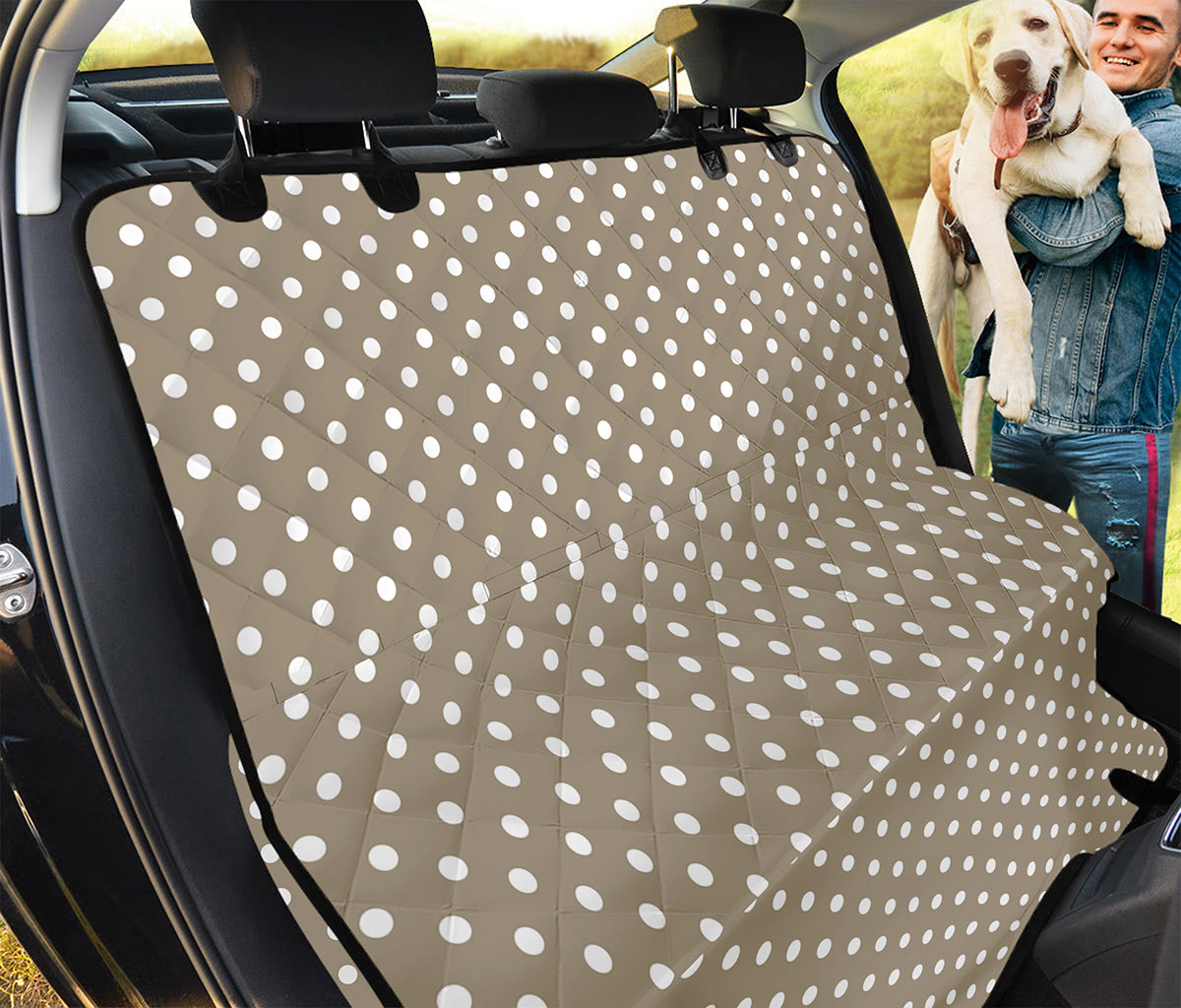 Beige And White Polka Dot Pattern Print Pet Car Back Seat Cover