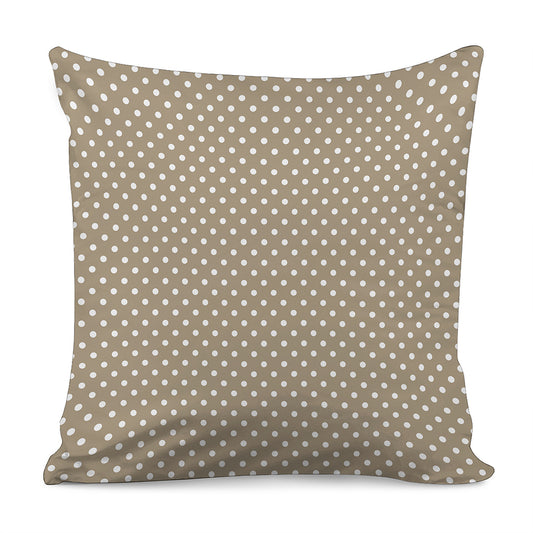 Beige And White Polka Dot Pattern Print Pillow Cover