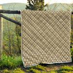 Beige And White Polka Dot Pattern Print Quilt