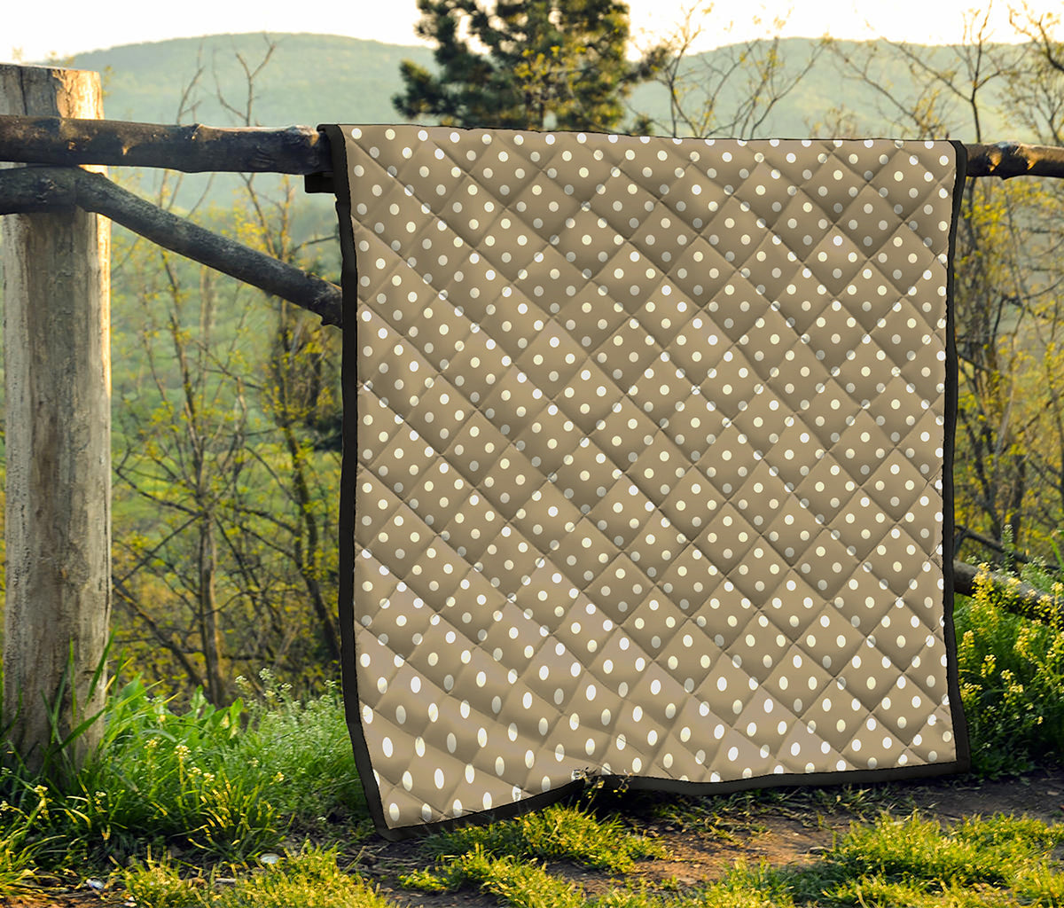 Beige And White Polka Dot Pattern Print Quilt