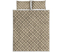 Beige And White Polka Dot Pattern Print Quilt Bed Set