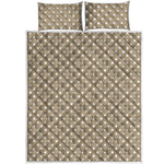 Beige And White Polka Dot Pattern Print Quilt Bed Set