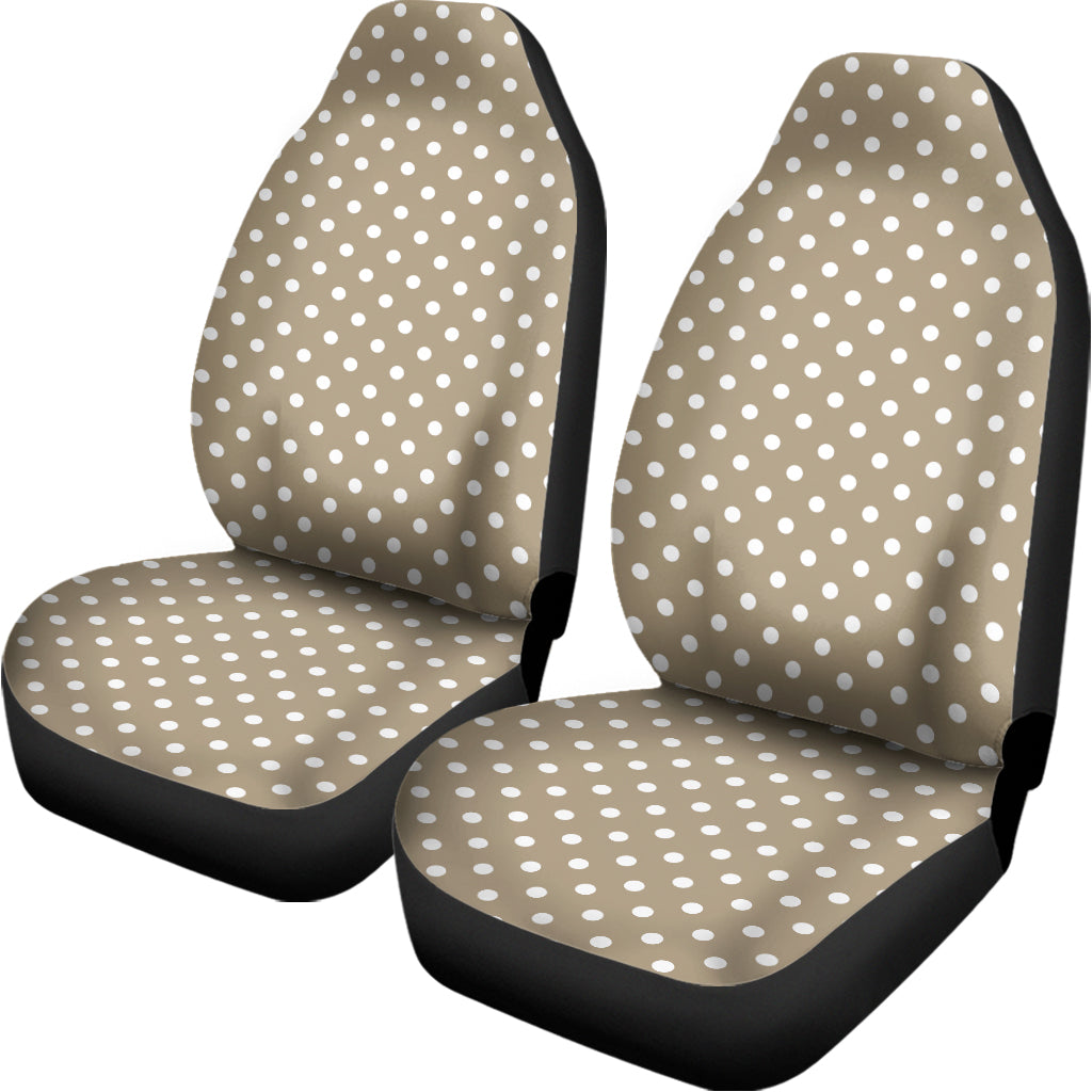 Beige And White Polka Dot Pattern Print Universal Fit Car Seat Covers