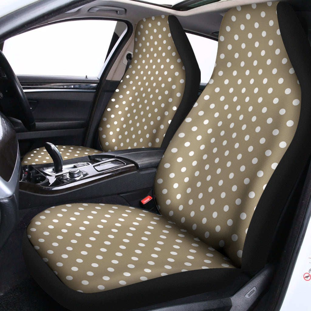 Beige And White Polka Dot Pattern Print Universal Fit Car Seat Covers