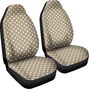 Beige And White Polka Dot Pattern Print Universal Fit Car Seat Covers