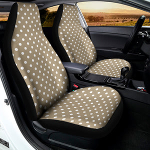 Beige And White Polka Dot Pattern Print Universal Fit Car Seat Covers