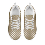 Beige And White Polka Dot Pattern Print White Sneakers