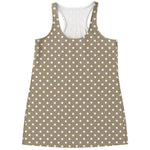 Beige And White Polka Dot Pattern Print Women's Racerback Tank Top