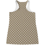 Beige And White Polka Dot Pattern Print Women's Racerback Tank Top