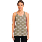 Beige And White Polka Dot Pattern Print Women's Racerback Tank Top