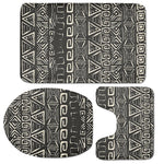 Beige Aztec Pattern Print 3 Piece Bath Mat Set