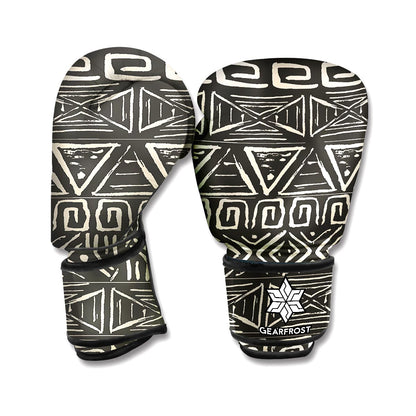 Beige Aztec Pattern Print Boxing Gloves