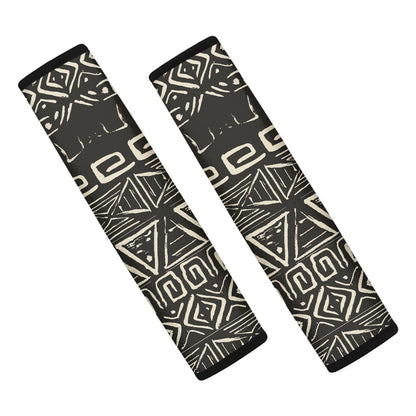 Beige Aztec Pattern Print Car Seat Belt Covers