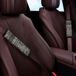 Beige Aztec Pattern Print Car Seat Belt Covers
