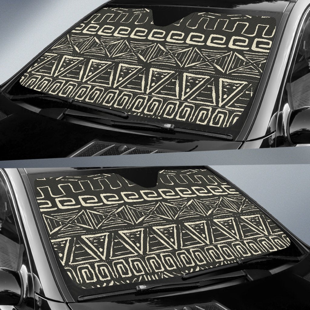 Beige Aztec Pattern Print Car Sun Shade GearFrost