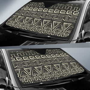 Beige Aztec Pattern Print Car Sun Shade GearFrost