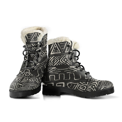 Beige Aztec Pattern Print Comfy Boots GearFrost