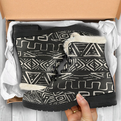 Beige Aztec Pattern Print Comfy Boots GearFrost
