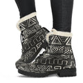 Beige Aztec Pattern Print Faux Fur Leather Boots