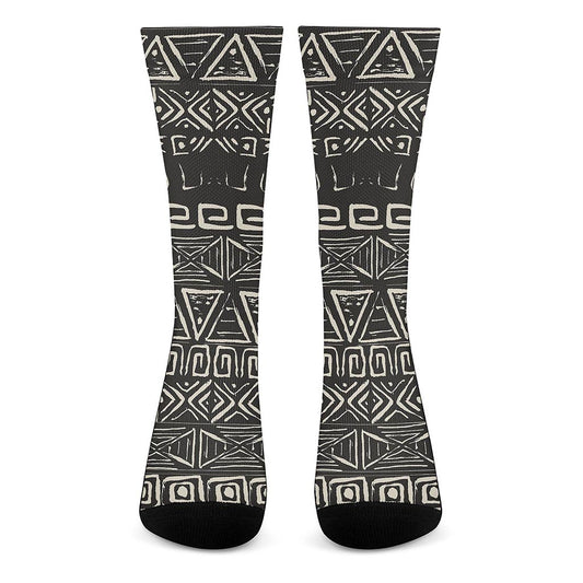 Beige Aztec Pattern Print Crew Socks