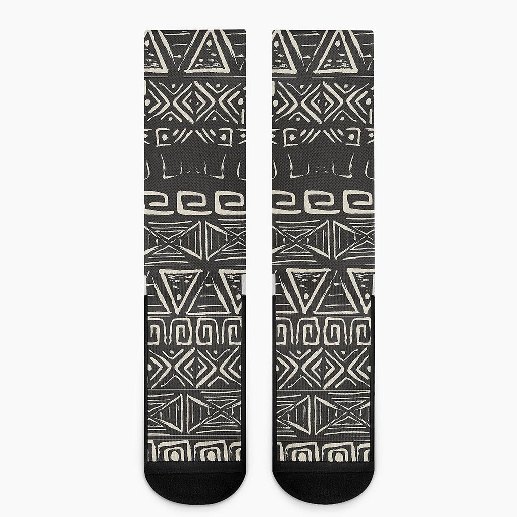 Beige Aztec Pattern Print Crew Socks