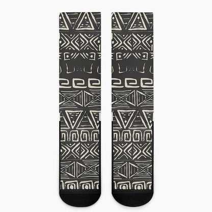 Beige Aztec Pattern Print Crew Socks
