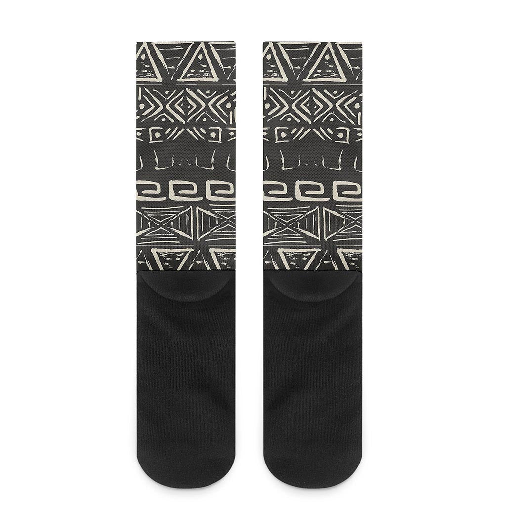 Beige Aztec Pattern Print Crew Socks