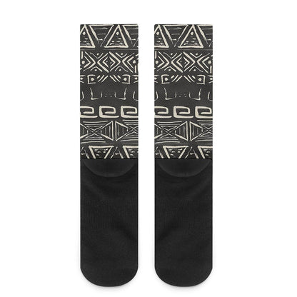Beige Aztec Pattern Print Crew Socks