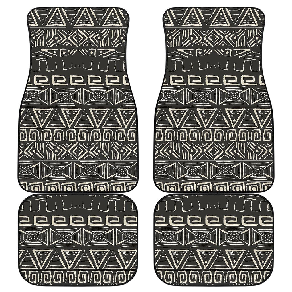 Beige Aztec Pattern Print Front and Back Car Floor Mats