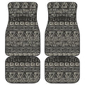 Beige Aztec Pattern Print Front and Back Car Floor Mats