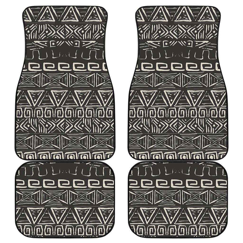 Beige Aztec Pattern Print Front and Back Car Floor Mats