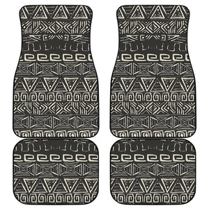 Beige Aztec Pattern Print Front and Back Car Floor Mats
