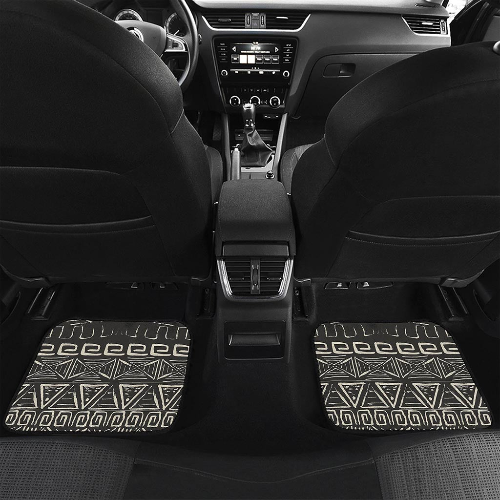 Beige Aztec Pattern Print Front and Back Car Floor Mats
