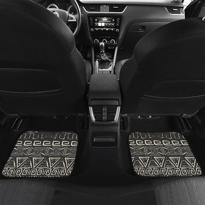 Beige Aztec Pattern Print Front and Back Car Floor Mats