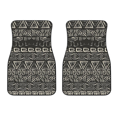 Beige Aztec Pattern Print Front Car Floor Mats