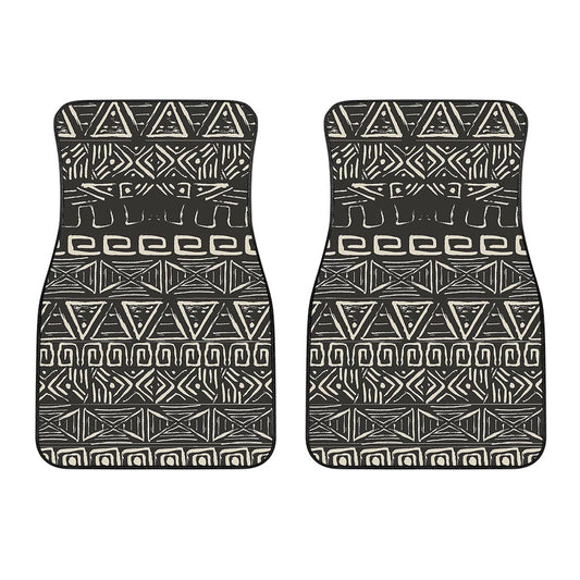 Beige Aztec Pattern Print Front Car Floor Mats