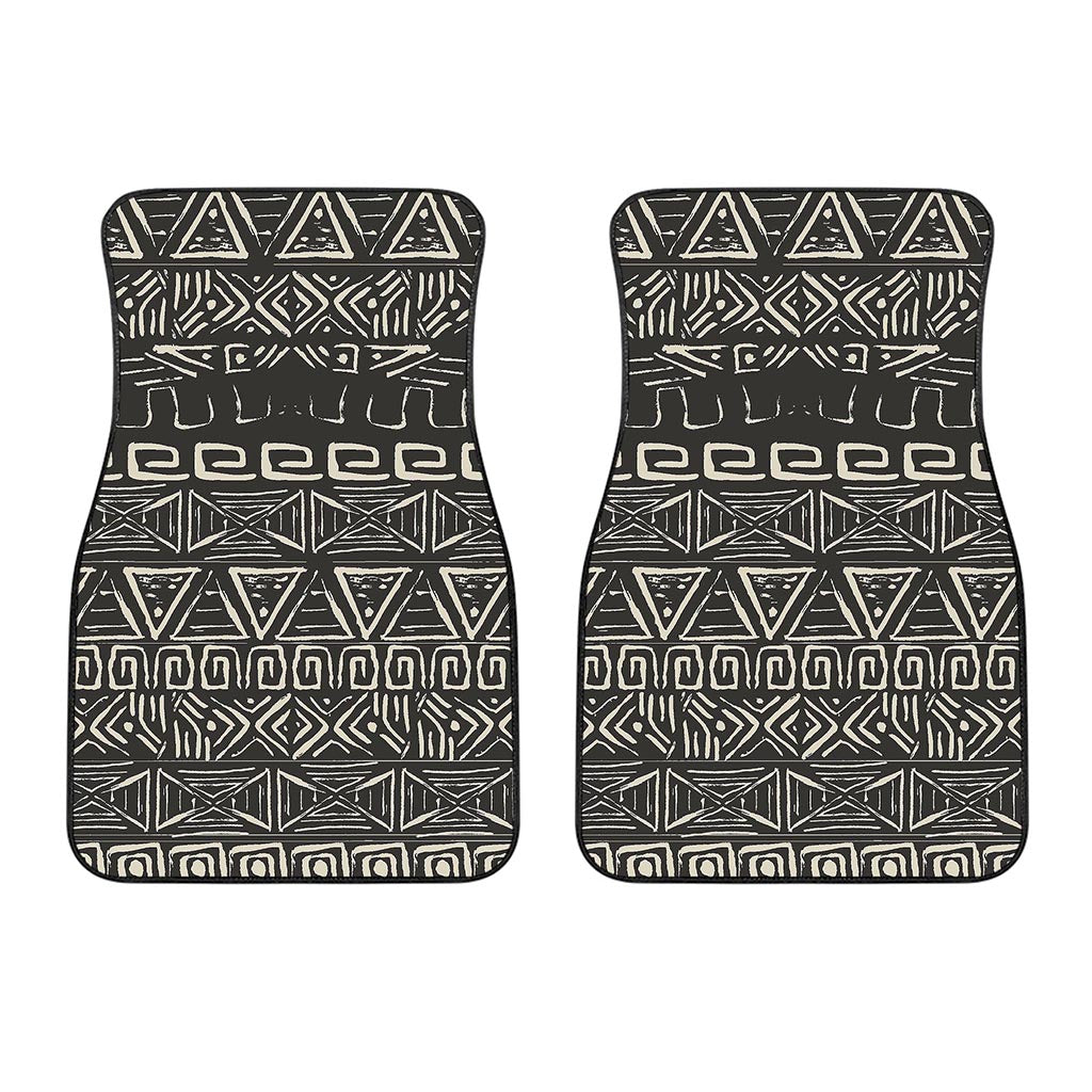 Beige Aztec Pattern Print Front Car Floor Mats