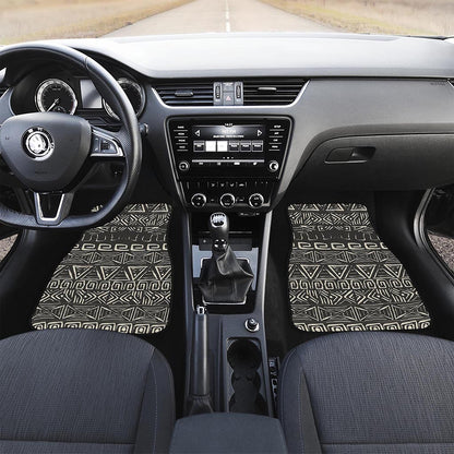 Beige Aztec Pattern Print Front Car Floor Mats
