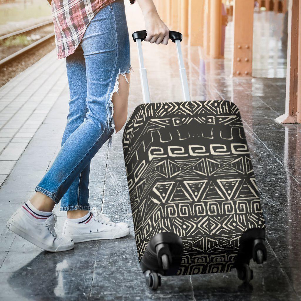 Beige Aztec Pattern Print Luggage Cover GearFrost
